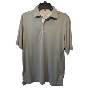 Greg Norman Men's Silver Golf Shirt Button up Polo 100% Polyester Size M